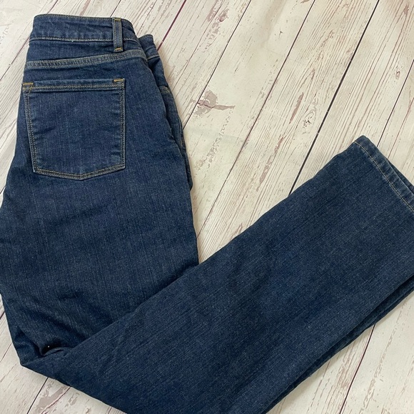 Womens 8 Tall Fleece Lined L.L. Bean Blue Straight Jeans Classic Denim High Rise - Picture 1 of 14